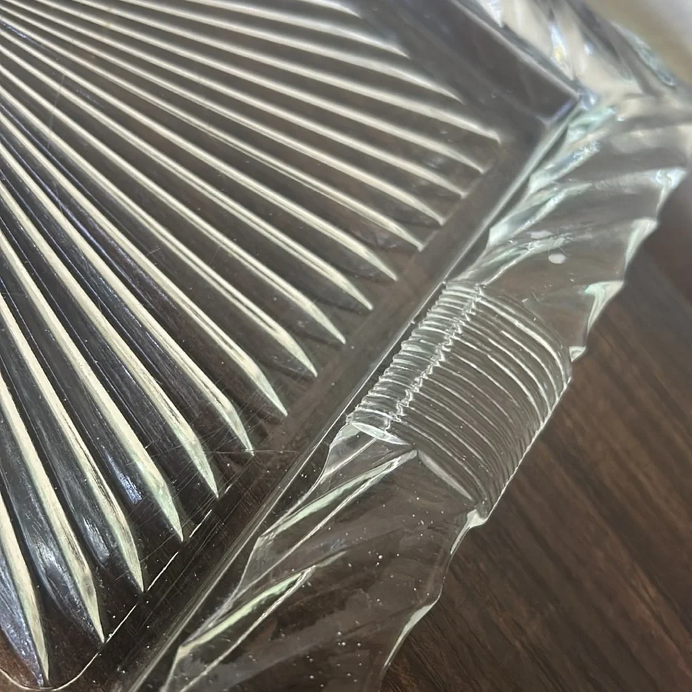 Vintage 1950s Heavy Thick Pressed Glass Vanity Tray